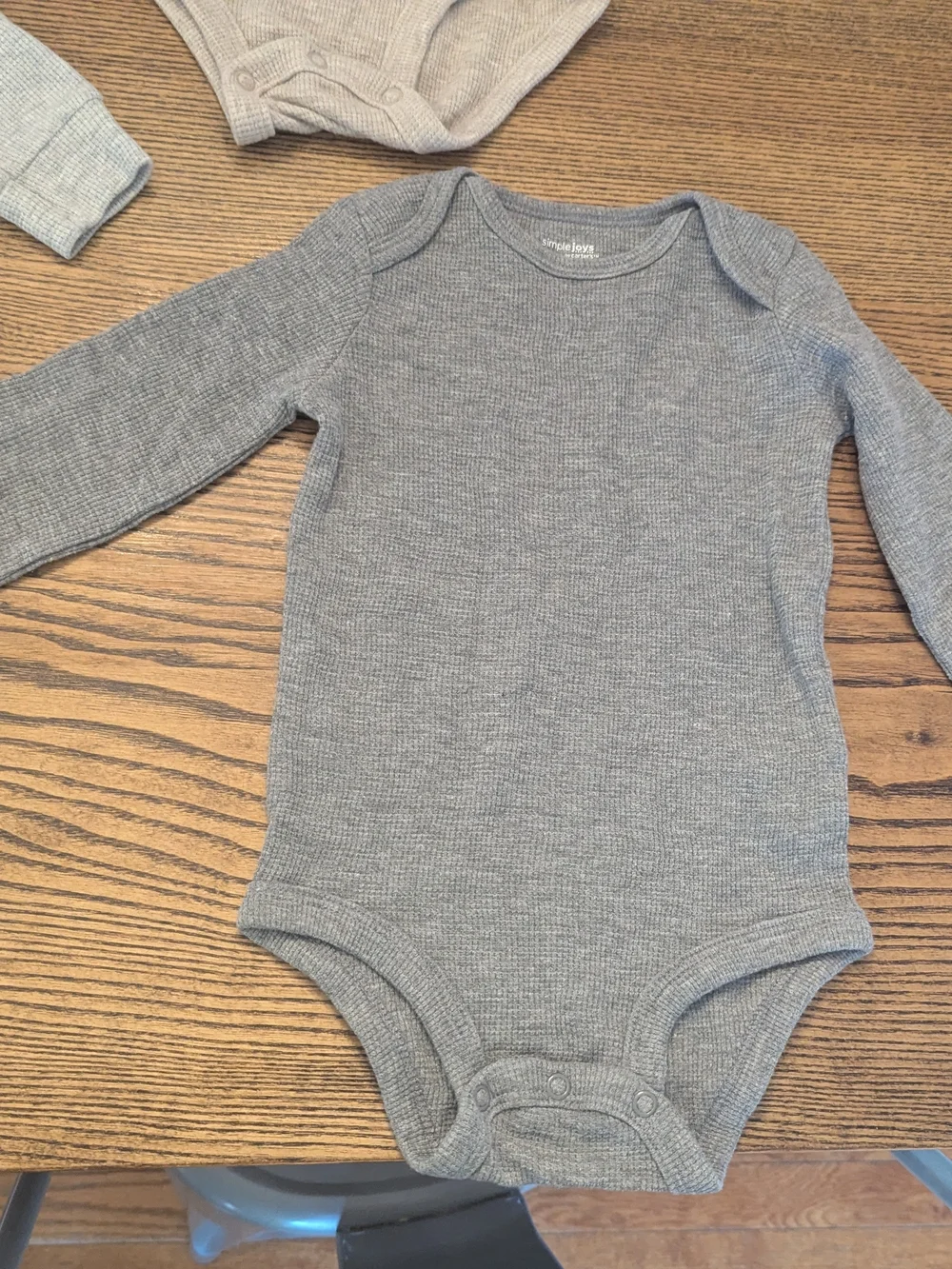 EUC Simple Joy Carters Baby Boy 18 month Waffle Knit Thermal Neutral LS Bodysuit